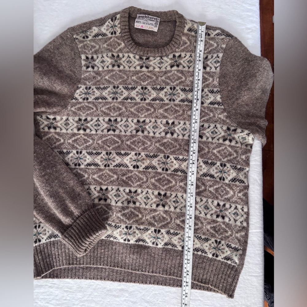 Women’s Parhurst Vintage Fair Isle 100% Shetland Wool Crew Neck Sweater Medium - Picture 10 of 11